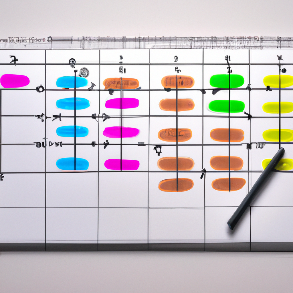 Priority matrix 2x2 chart with pastel markers on a clean board